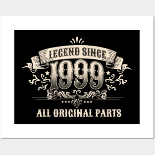 Retro Vintage Birthday Legend Since 1999 All Original Parts Posters and Art